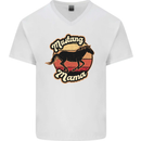Mustang Mama Equestrian Horse Mens V-Neck Cotton T-Shirt White