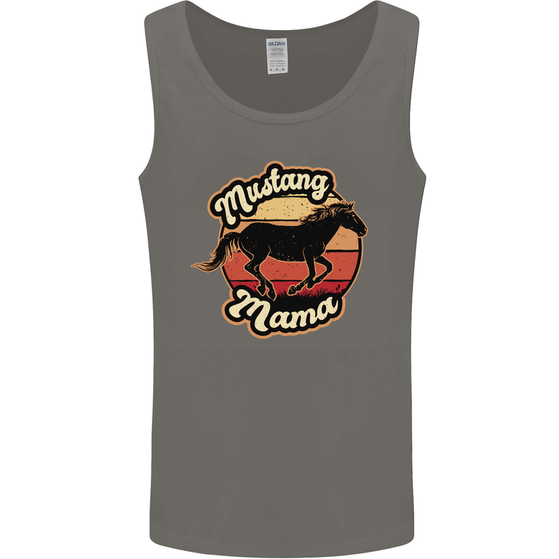 Mustang Mama Equestrian Horse Mens Vest Tank Top Charcoal