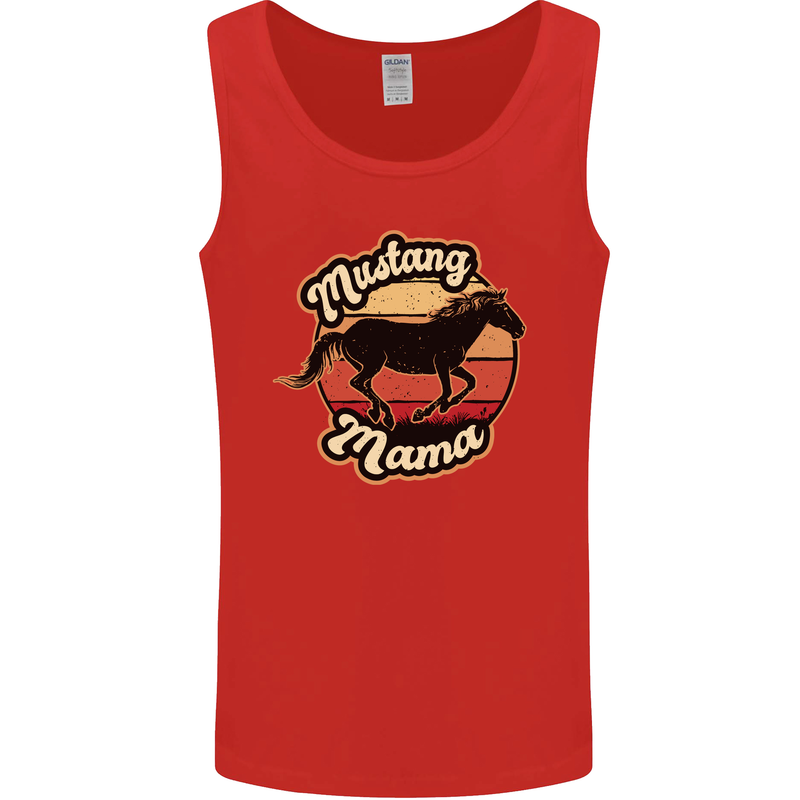 Mustang Mama Equestrian Horse Mens Vest Tank Top Red