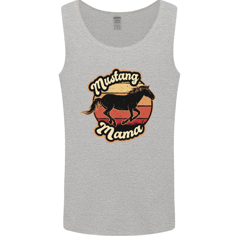 Mustang Mama Equestrian Horse Mens Vest Tank Top Sports Grey