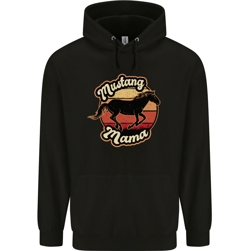 Mustang Mama Equestrian Horse Mothers Day Childrens Kids Hoodie Black