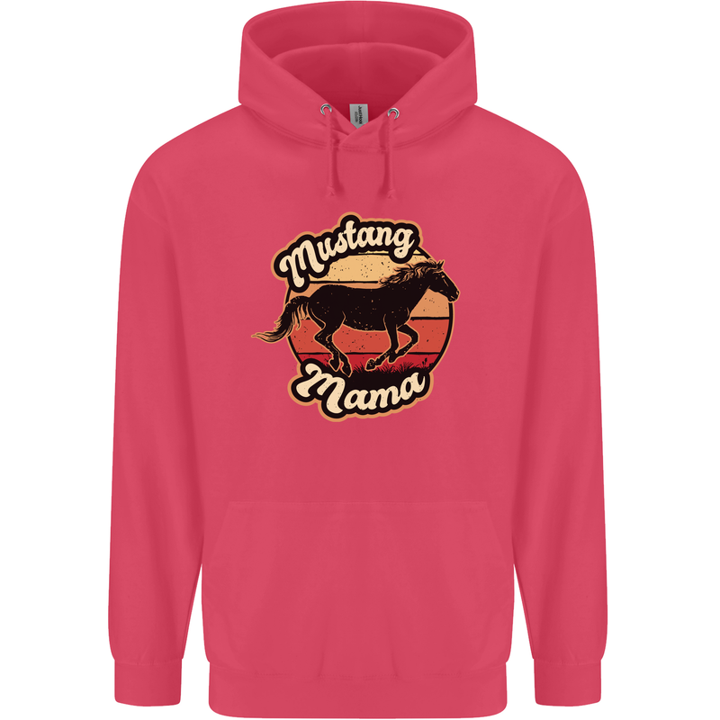 Mustang Mama Equestrian Horse Mothers Day Childrens Kids Hoodie Heliconia