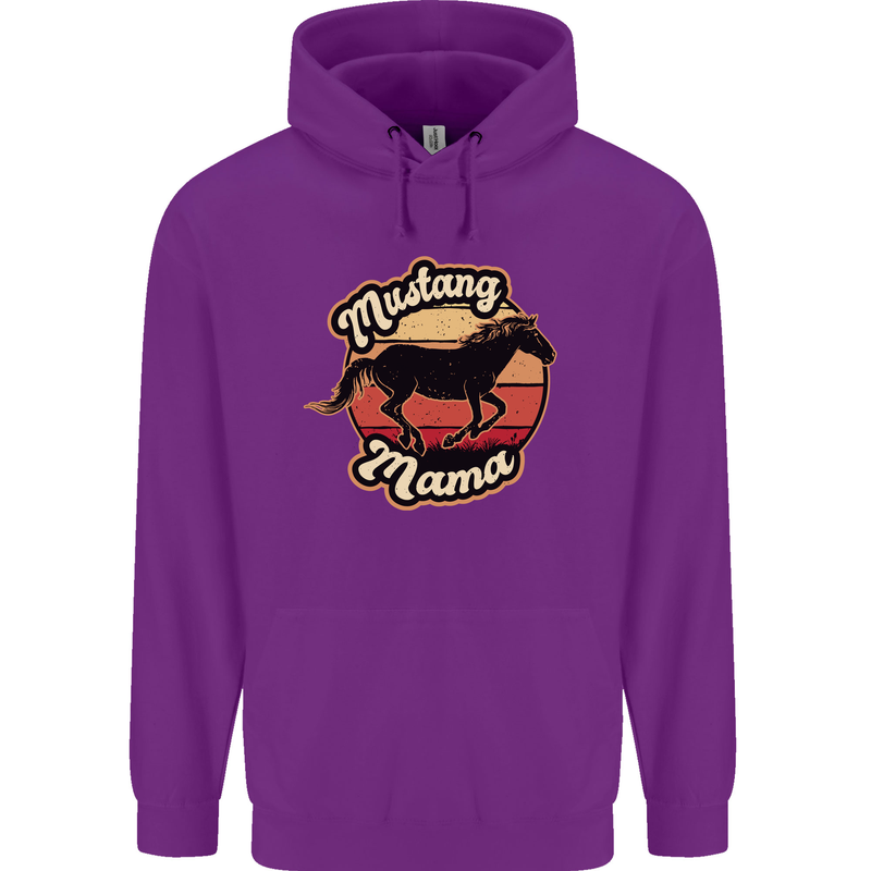 Mustang Mama Equestrian Horse Mothers Day Childrens Kids Hoodie Purple
