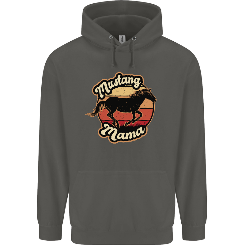Mustang Mama Equestrian Horse Mothers Day Childrens Kids Hoodie Storm Grey
