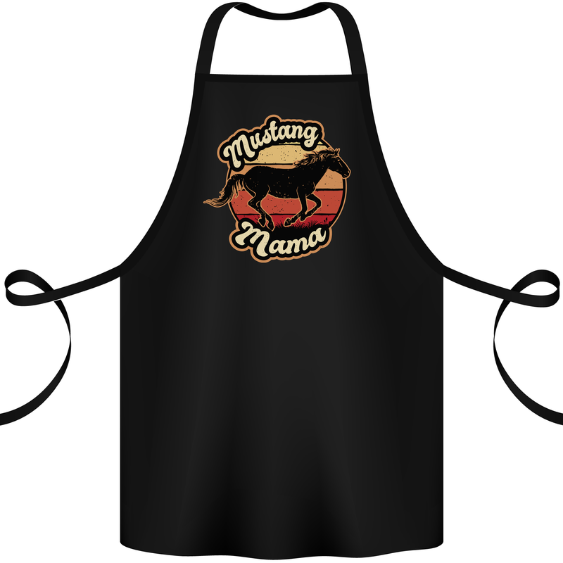 Mustang Mama Equestrian Horse Mothers Day Cotton Apron 100% Organic Black