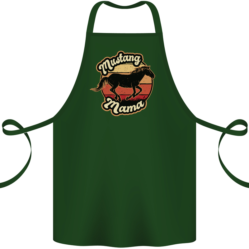 Mustang Mama Equestrian Horse Mothers Day Cotton Apron 100% Organic Forest Green