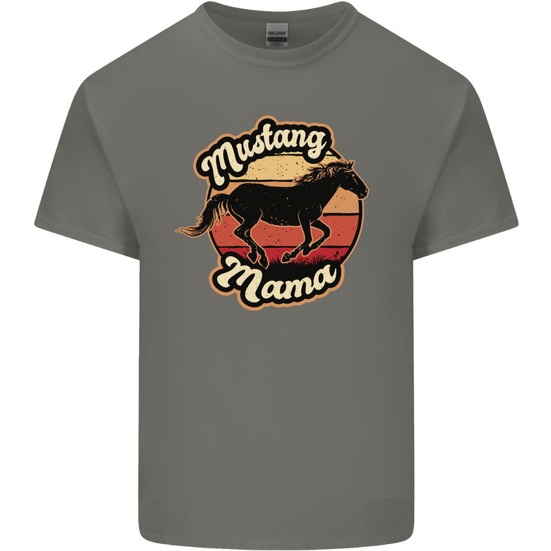 Mustang Mama Equestrian Horse Mothers Day Kids T-Shirt Childrens Charcoal