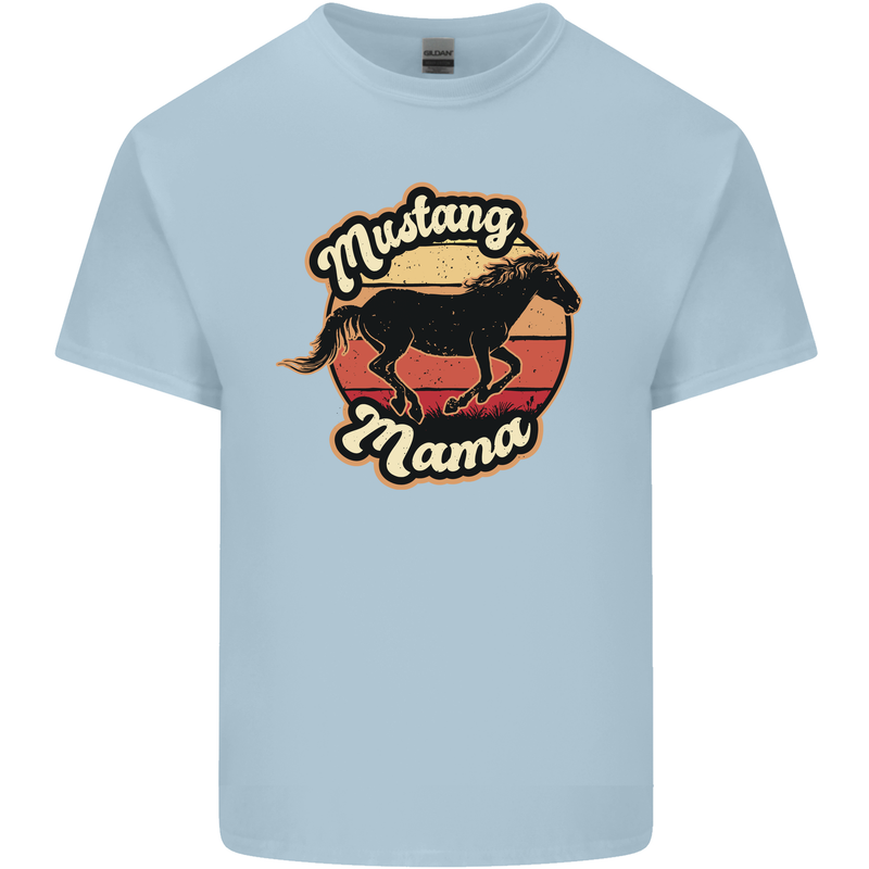 Mustang Mama Equestrian Horse Mothers Day Kids T-Shirt Childrens Light Blue