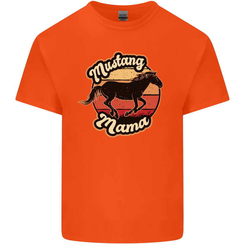 Mustang Mama Equestrian Horse Mothers Day Kids T-Shirt Childrens Orange