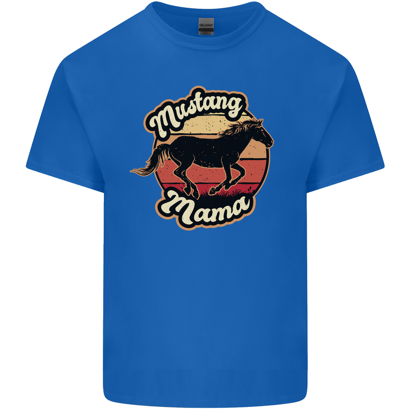 Mustang Mama Equestrian Horse Mothers Day Kids T-Shirt Childrens Royal Blue