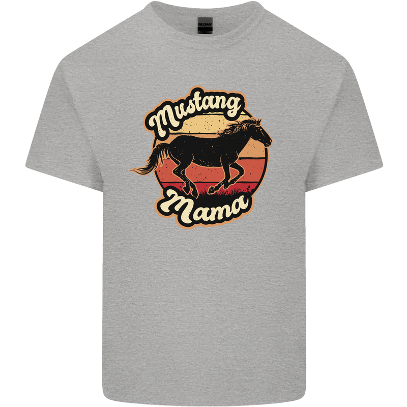Mustang Mama Equestrian Horse Mothers Day Kids T-Shirt Childrens Sports Grey