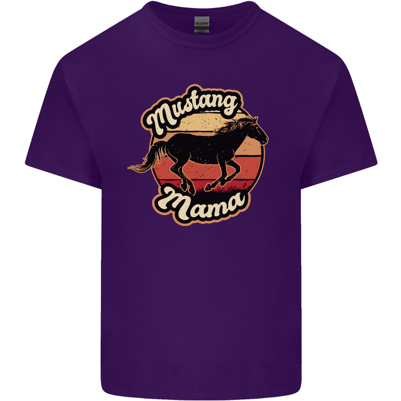 Mustang Mama Equestrian Horse Mothers Day Mens Cotton T-Shirt Tee Top Purple