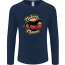 Mustang Mama Equestrian Horse Mothers Day Mens Long Sleeve T-Shirt Navy Blue