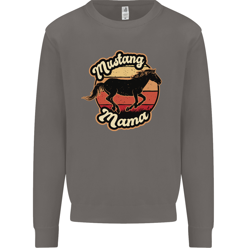 Mustang Mama Equestrian Horse Mothers Day Mens Sweatshirt Jumper Charcoal
