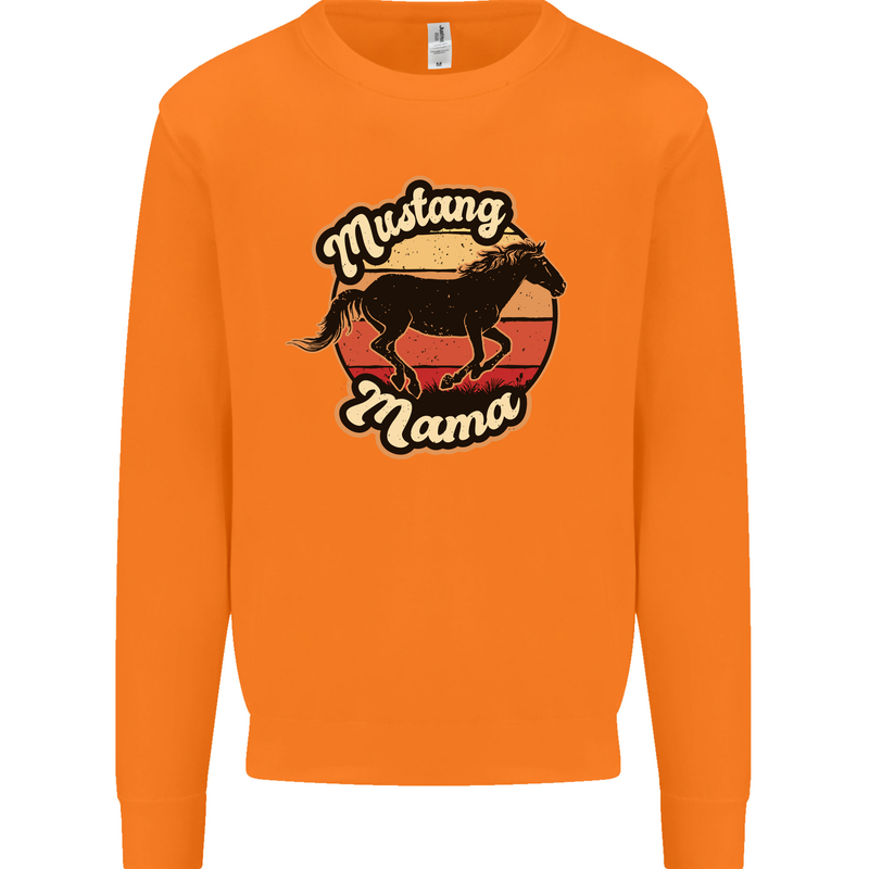 Mustang Mama Equestrian Horse Mothers Day Mens Sweatshirt Jumper Orange