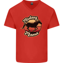 Mustang Mama Equestrian Horse Mothers Day Mens V-Neck Cotton T-Shirt Red