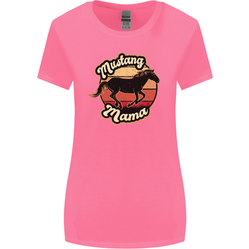 Mustang Mama Equestrian Horse Mothers Day Womens Wider Cut T-Shirt Azalea