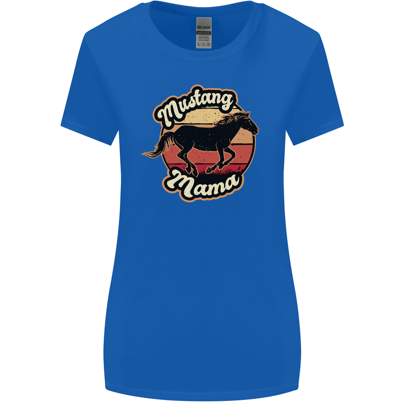 Mustang Mama Equestrian Horse Mothers Day Womens Wider Cut T-Shirt Royal Blue