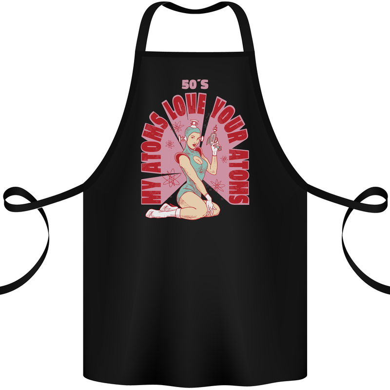 My Atoms Love Funny Physics Valentine's Day Cotton Apron 100% Organic Black