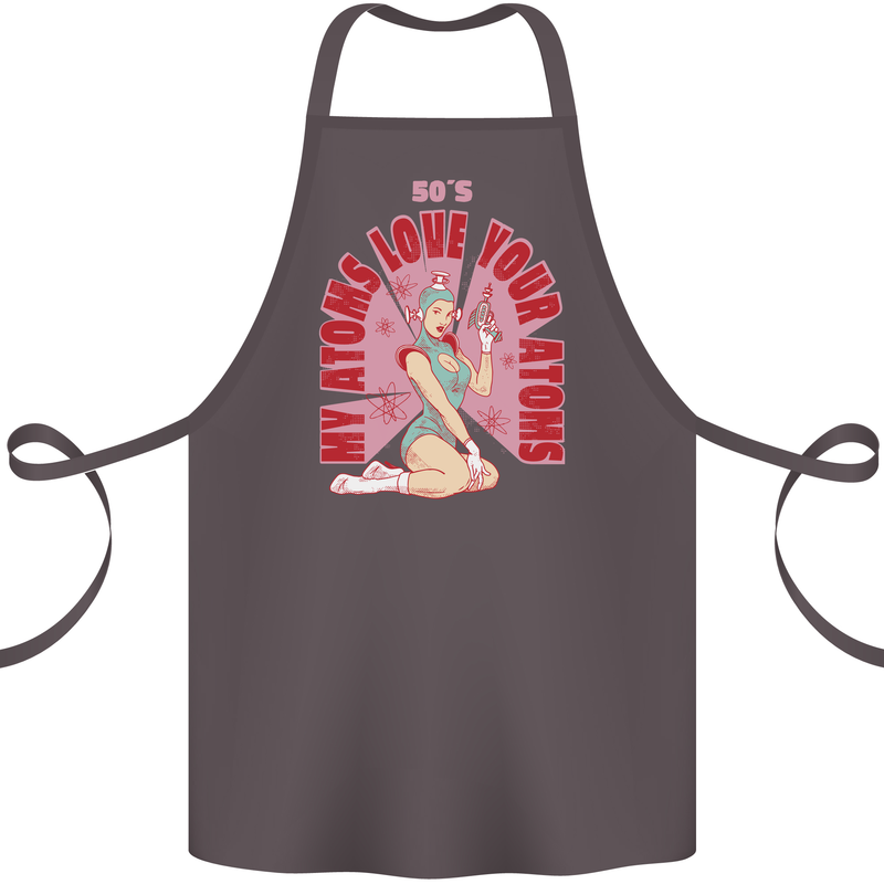 My Atoms Love Funny Physics Valentine's Day Cotton Apron 100% Organic Dark Grey