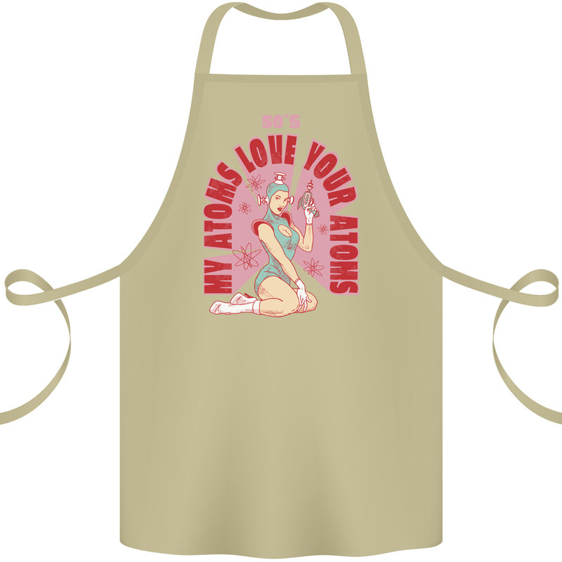 My Atoms Love Funny Physics Valentine's Day Cotton Apron 100% Organic Khaki