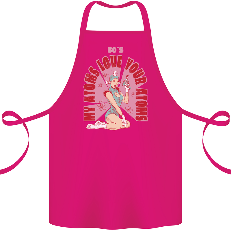 My Atoms Love Funny Physics Valentine's Day Cotton Apron 100% Organic Pink