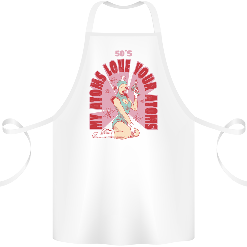 My Atoms Love Funny Physics Valentine's Day Cotton Apron 100% Organic White