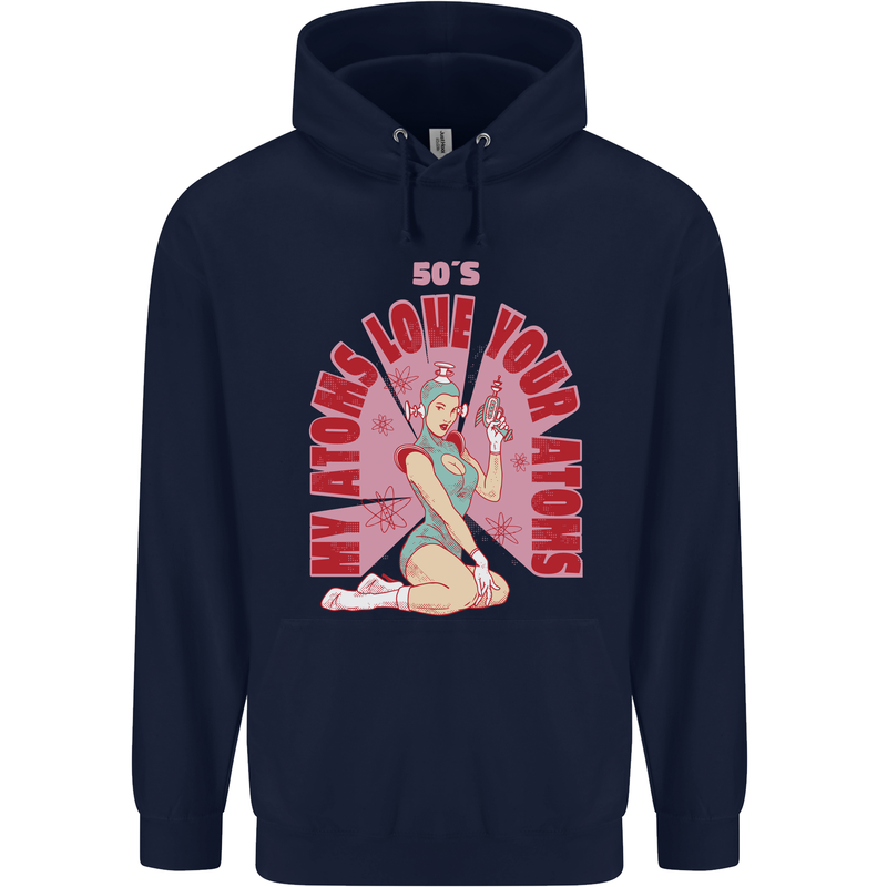 My Atoms Love Funny Physics Valentine's Day Mens 80% Cotton Hoodie Navy Blue