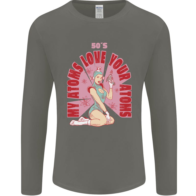 My Atoms Love Funny Physics Valentine's Day Mens Long Sleeve T-Shirt Charcoal