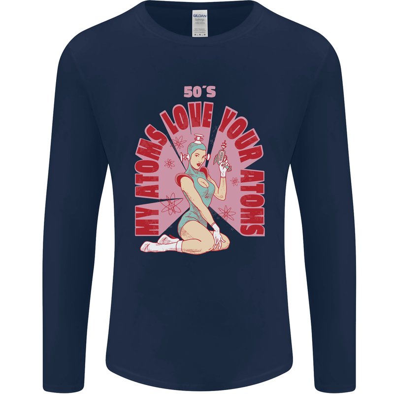 My Atoms Love Funny Physics Valentine's Day Mens Long Sleeve T-Shirt Navy Blue