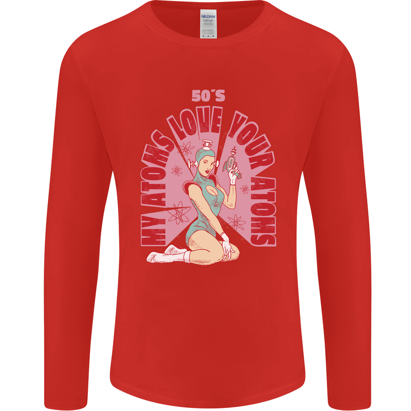 My Atoms Love Funny Physics Valentine's Day Mens Long Sleeve T-Shirt Red