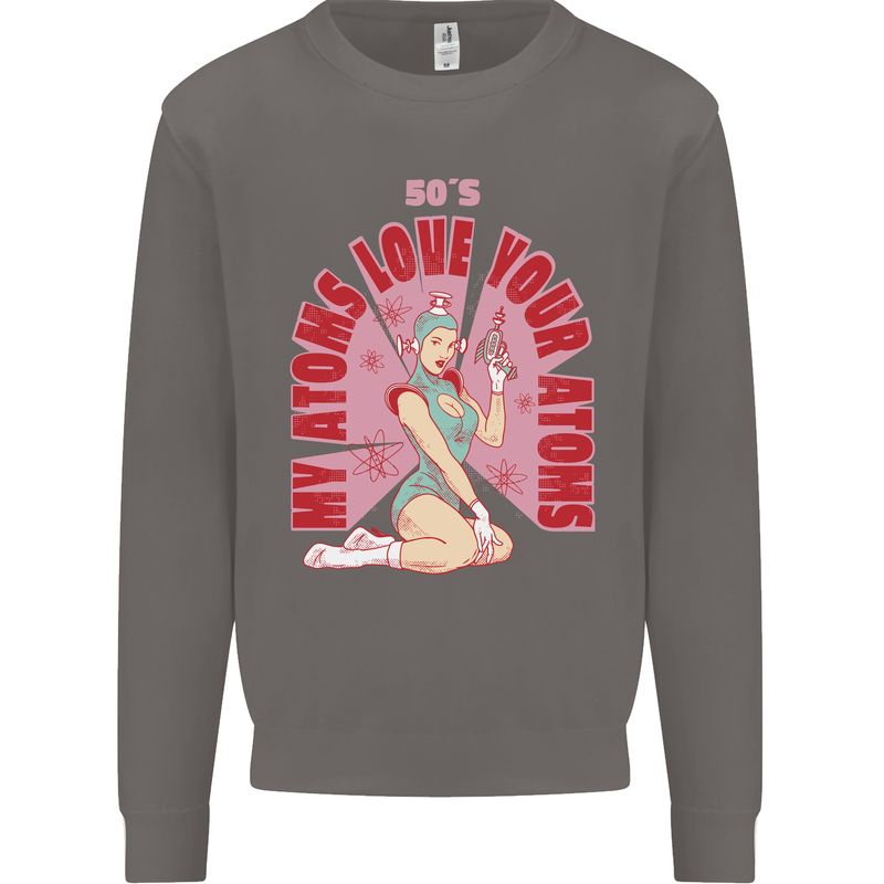 My Atoms Love Funny Physics Valentine's Day Mens Sweatshirt Jumper Charcoal