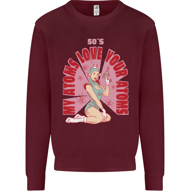 My Atoms Love Funny Physics Valentine's Day Mens Sweatshirt Jumper Maroon