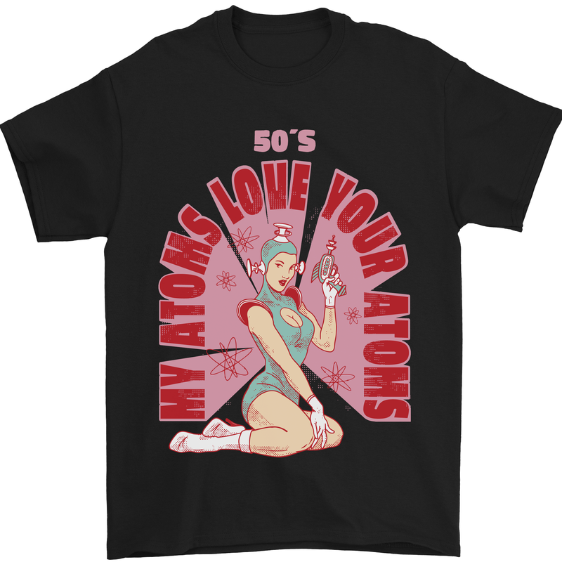 My Atoms Love Funny Physics Valentine's Day Mens T-Shirt Cotton Gildan Black