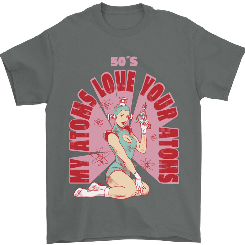 My Atoms Love Funny Physics Valentine's Day Mens T-Shirt Cotton Gildan Charcoal
