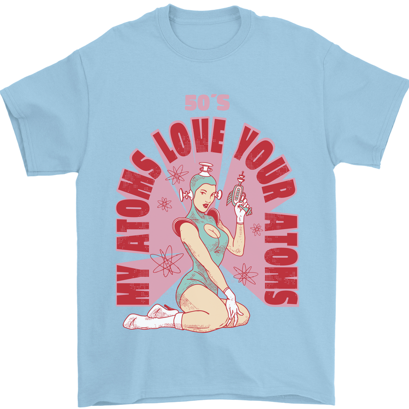 My Atoms Love Funny Physics Valentine's Day Mens T-Shirt Cotton Gildan Light Blue