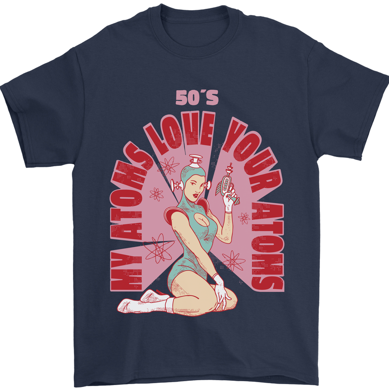 My Atoms Love Funny Physics Valentine's Day Mens T-Shirt Cotton Gildan Navy Blue