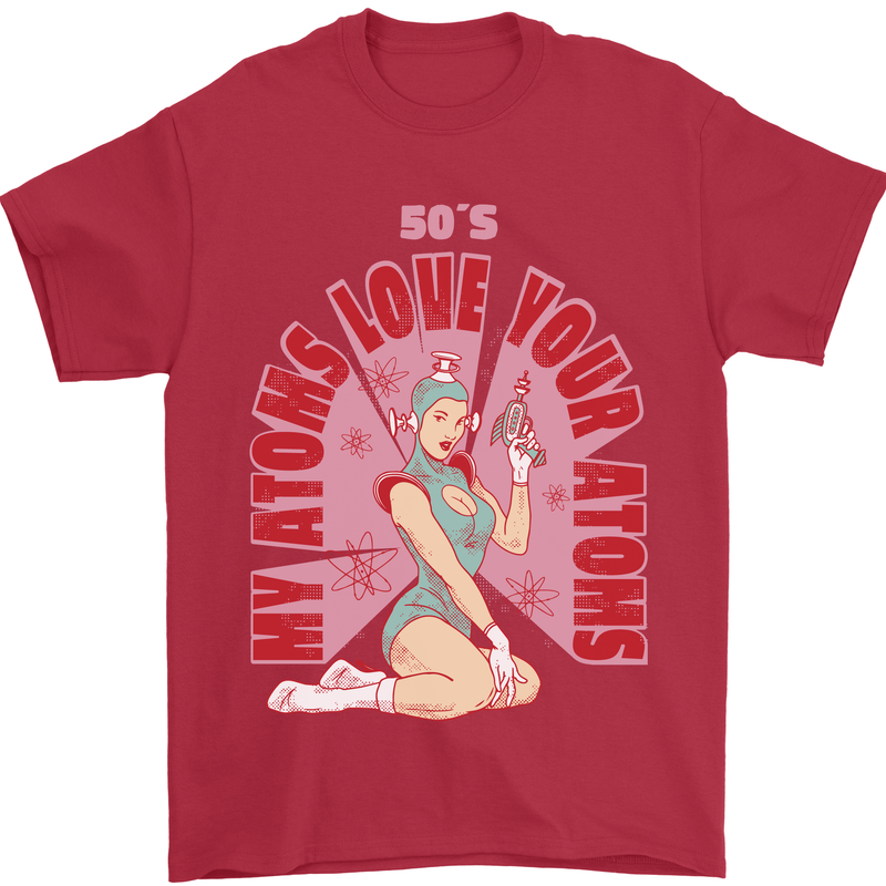My Atoms Love Funny Physics Valentine's Day Mens T-Shirt Cotton Gildan Red