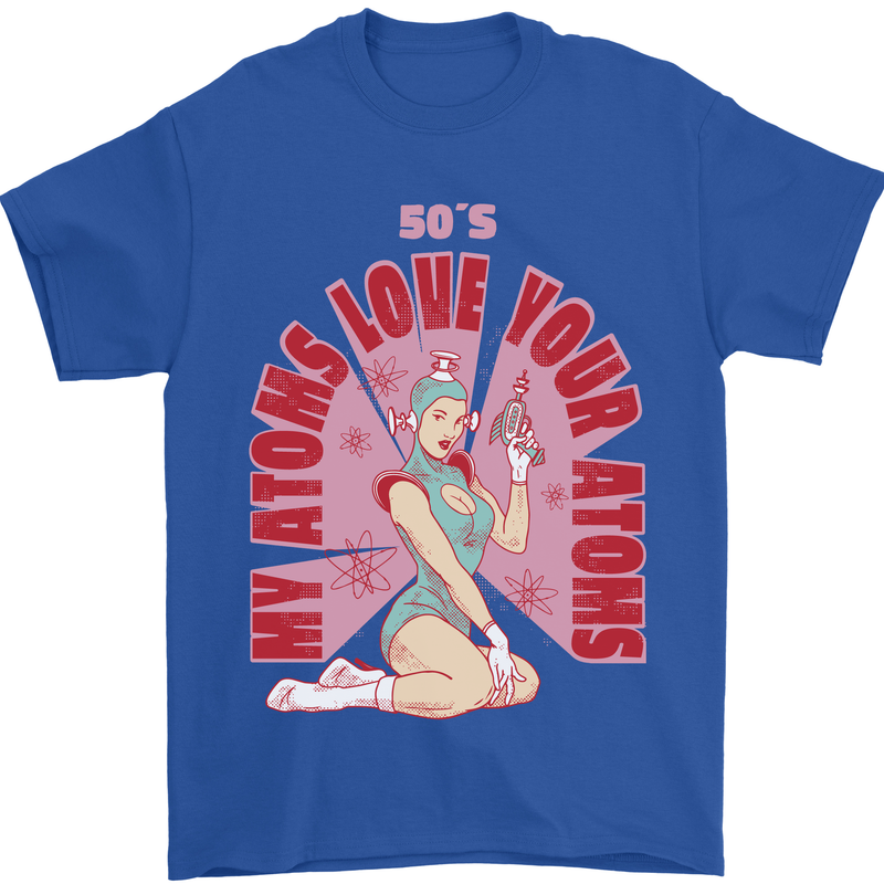 My Atoms Love Funny Physics Valentine's Day Mens T-Shirt Cotton Gildan Royal Blue