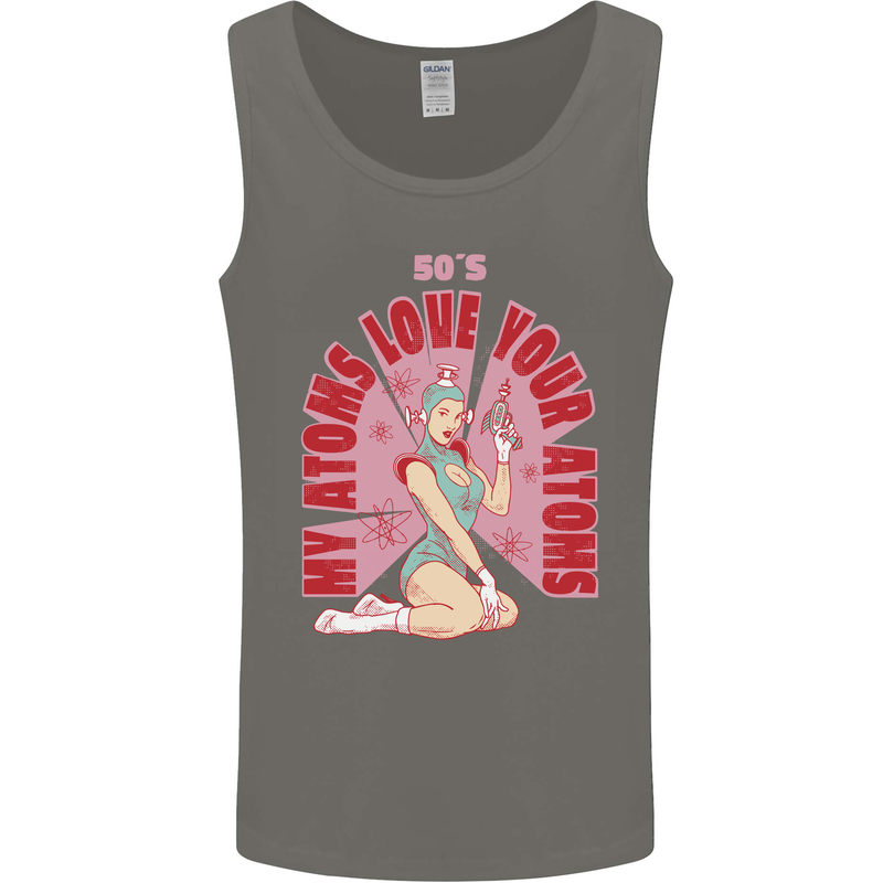 My Atoms Love Funny Physics Valentine's Day Mens Vest Tank Top Charcoal