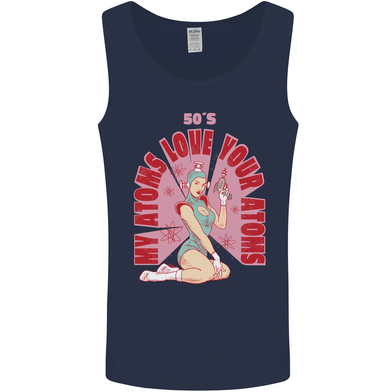 My Atoms Love Funny Physics Valentine's Day Mens Vest Tank Top Navy Blue