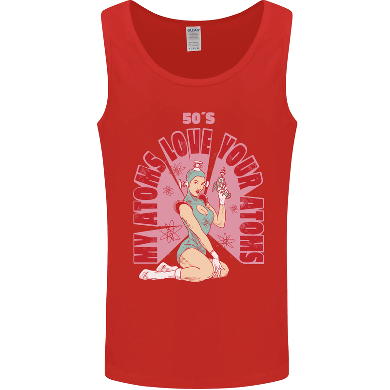 My Atoms Love Funny Physics Valentine's Day Mens Vest Tank Top Red