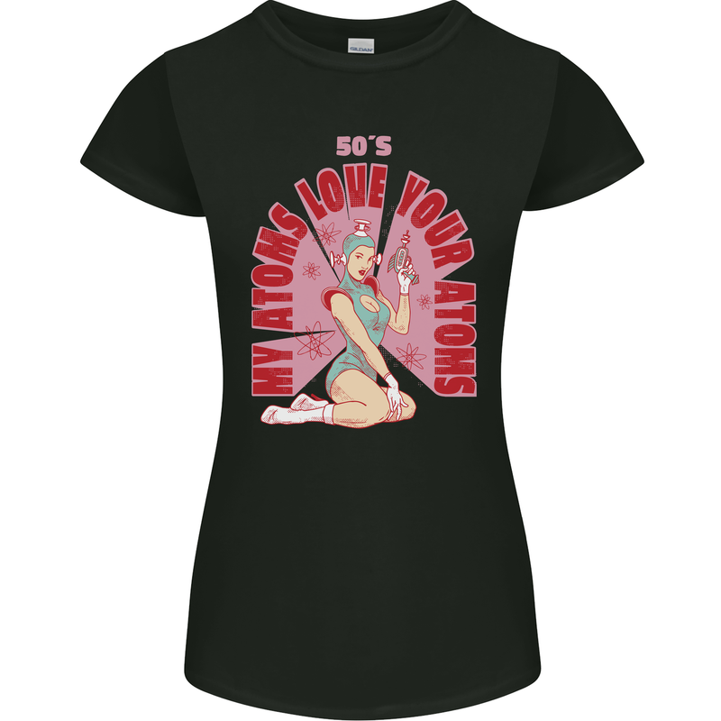 My Atoms Love Funny Physics Valentine's Day Womens Petite Cut T-Shirt Black