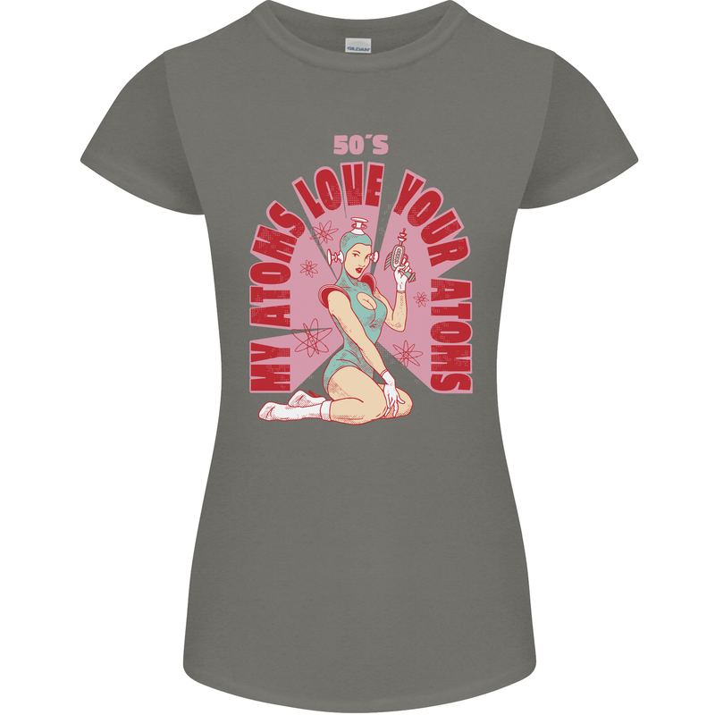 My Atoms Love Funny Physics Valentine's Day Womens Petite Cut T-Shirt Charcoal