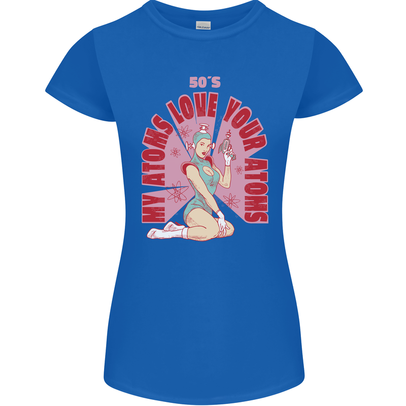 My Atoms Love Funny Physics Valentine's Day Womens Petite Cut T-Shirt Royal Blue