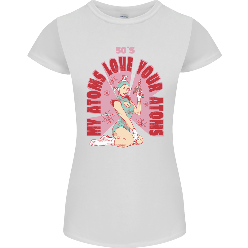 My Atoms Love Funny Physics Valentine's Day Womens Petite Cut T-Shirt White