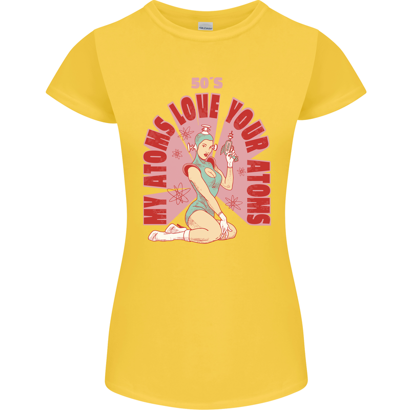 My Atoms Love Funny Physics Valentine's Day Womens Petite Cut T-Shirt Yellow