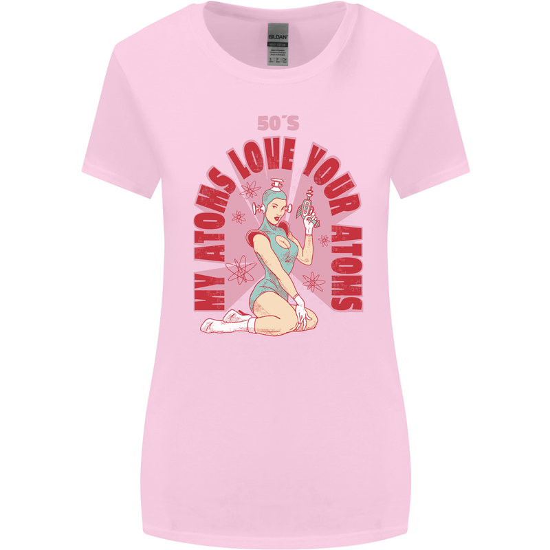 My Atoms Love Funny Physics Valentine's Day Womens Wider Cut T-Shirt Light Pink