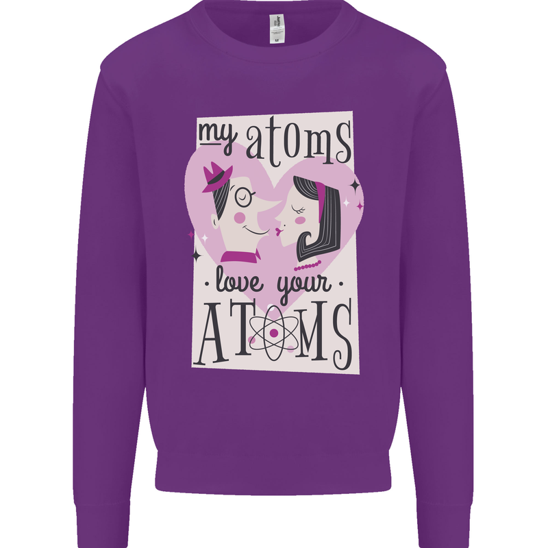 My Atoms Love Your Atoms Valentine's Day Mens Sweatshirt Jumper Purple