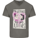 My Atoms Love Your Atoms Valentine's Day Mens V-Neck Cotton T-Shirt Charcoal